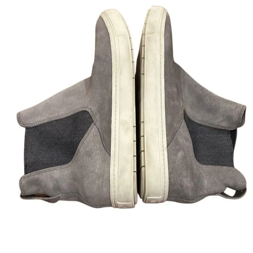 Vince Men's Gray Suede Chelsea Ankle Slip-On Boots Round Toe Pull Tab 8.5